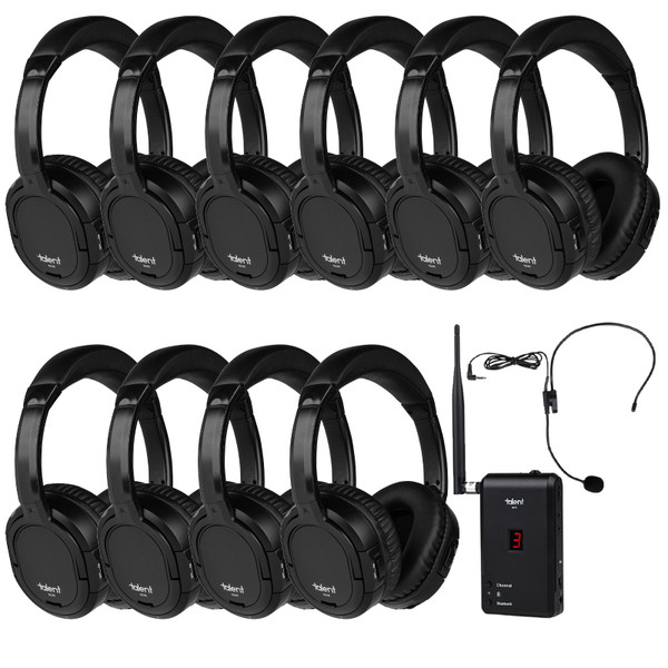 Main product image for Talent Noir Premium Personal Listening Headphone 10 Pack With 1 Portable Transmitter233-3665